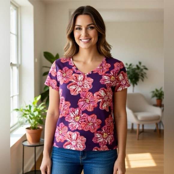 croft & barrow Tops - *30off3* Croft & Barrow Vivid Floral Short Sleeve Tee